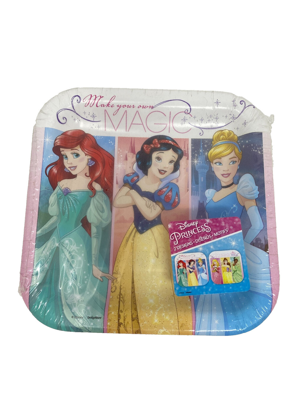 Disney Princess Square Paper Plates 7in 8ct Ariel Snow White Cinderella Amscan